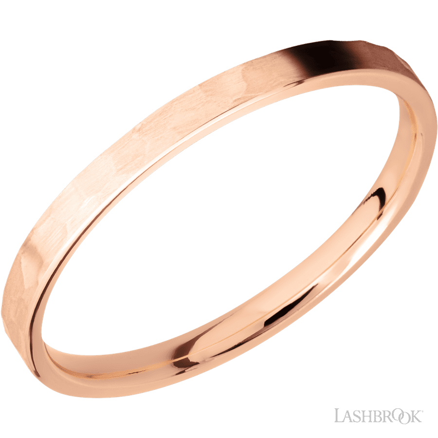 2 mm wide Flat 14K Rose Gold band.
