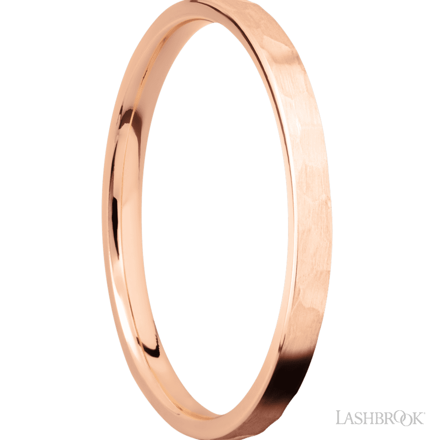 2 mm wide Flat 14K Rose Gold band.