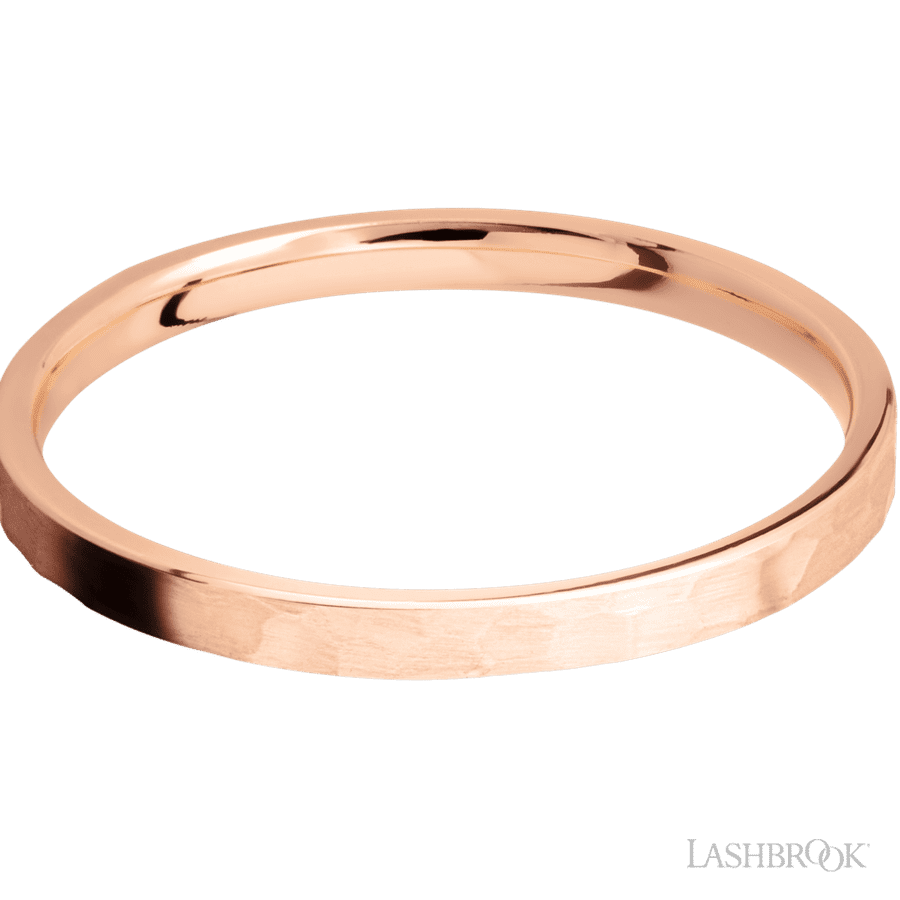 2 mm wide Flat 14K Rose Gold band.