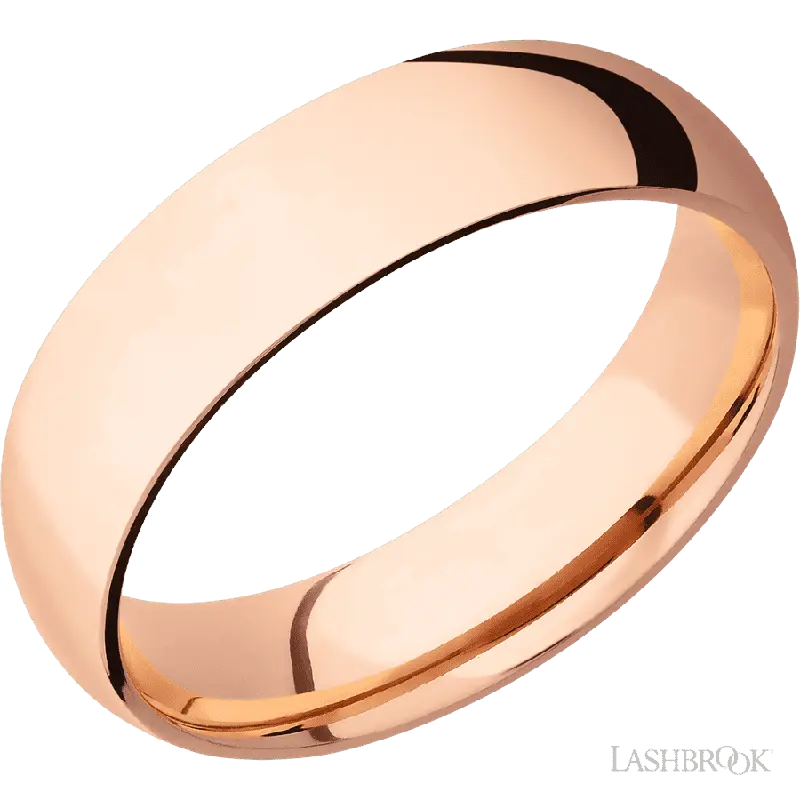 6 mm wide Domed 14K Rose Gold band.