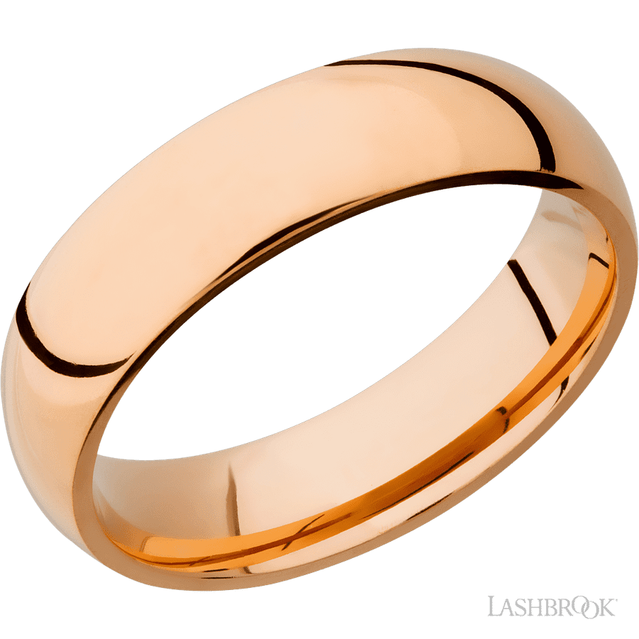 6 mm wide Domed 14K Rose Gold band.
