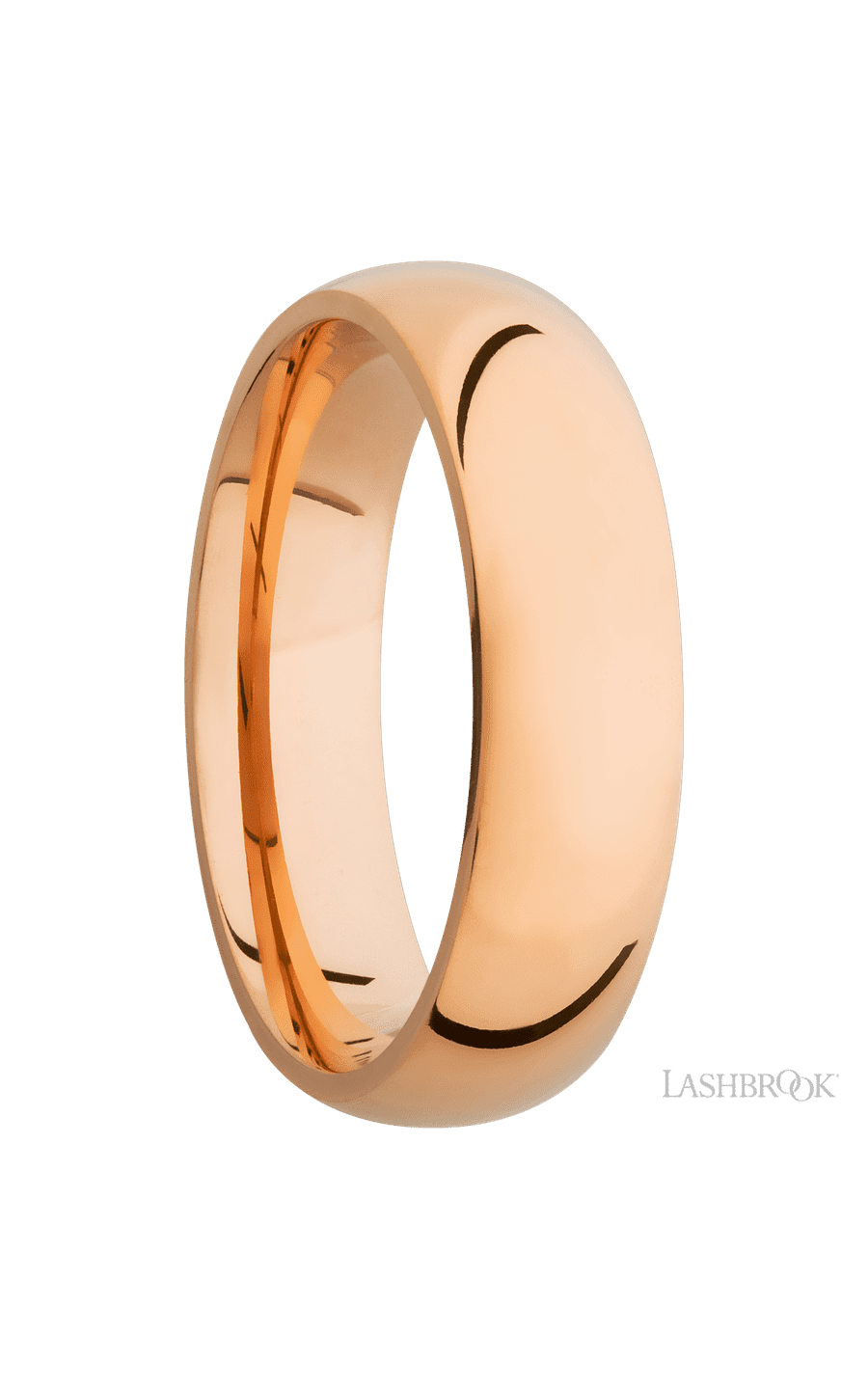 6 mm wide Domed 14K Rose Gold band.