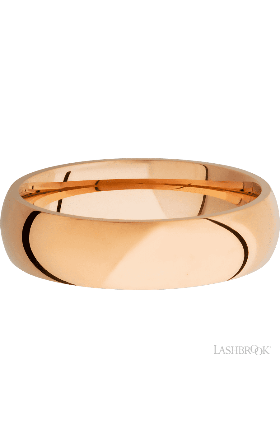 6 mm wide Domed 14K Rose Gold band.