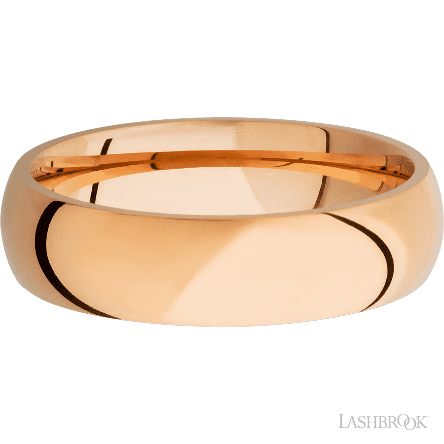 6 mm wide Domed 14K Rose Gold band.