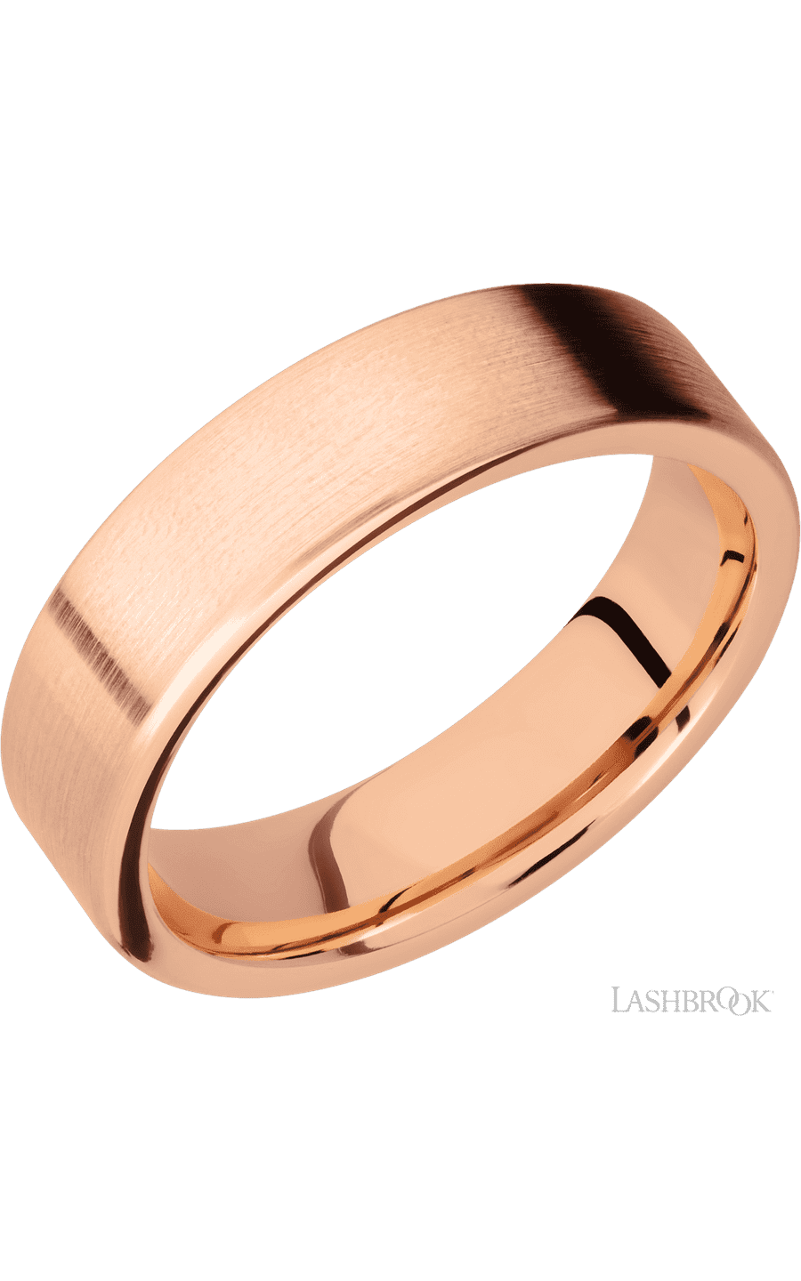 6 mm wide Flat 14K Rose Gold band.