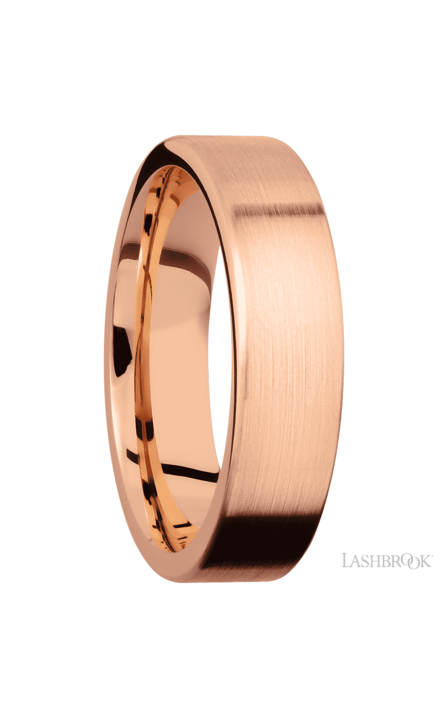 6 mm wide Flat 14K Rose Gold band.