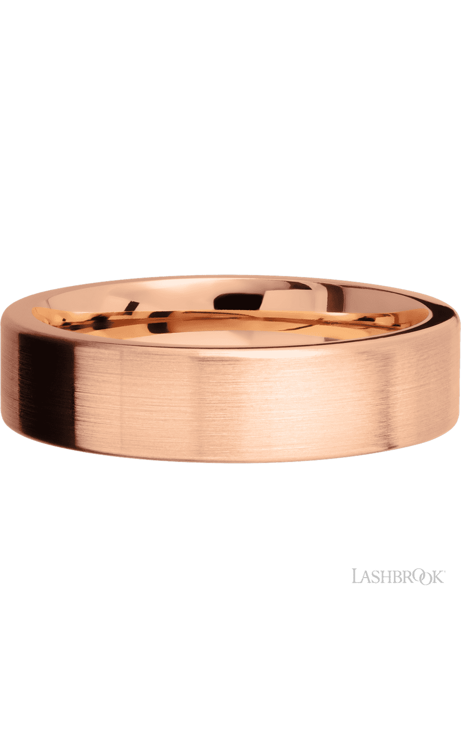 6 mm wide Flat 14K Rose Gold band.