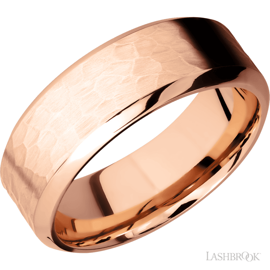 8 mm wide High Bevel 14K Rose Gold band.