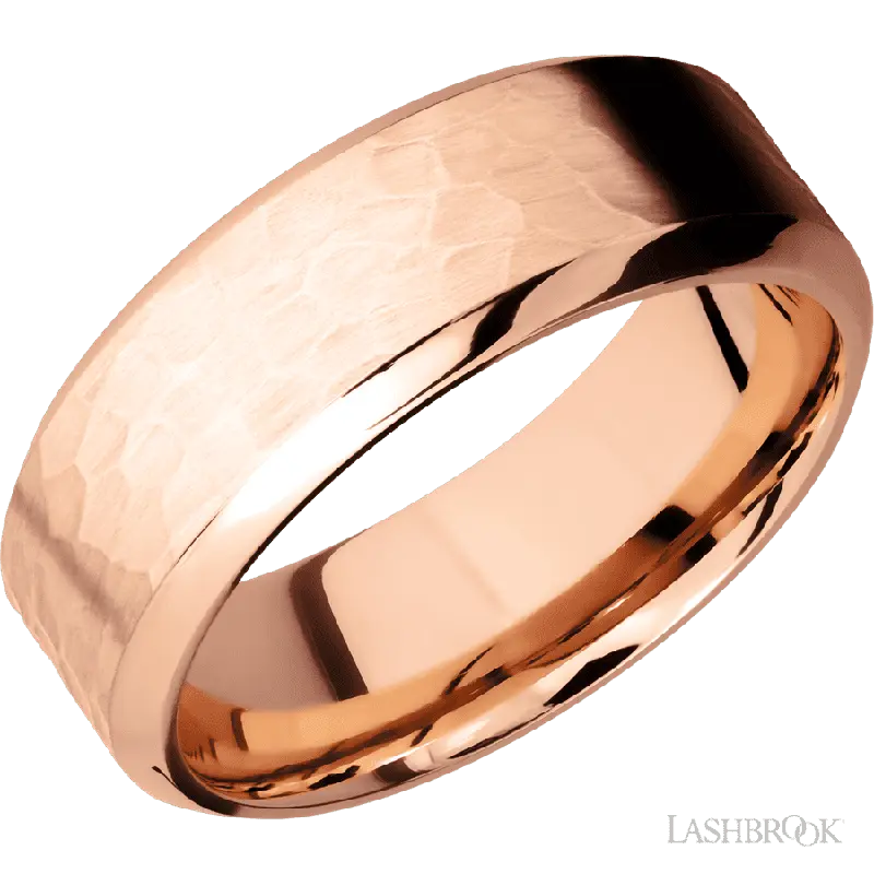 8 mm wide High Bevel 14K Rose Gold band.
