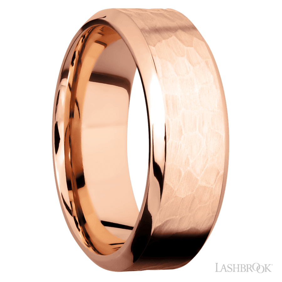 8 mm wide High Bevel 14K Rose Gold band.