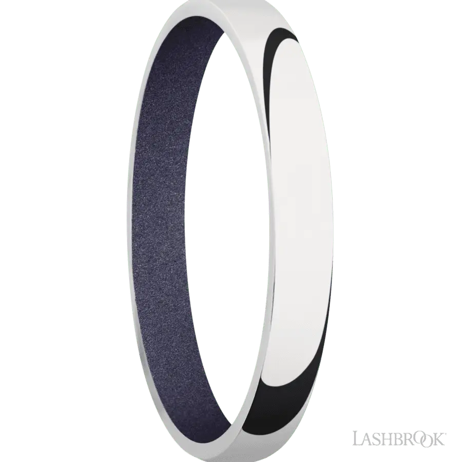 3 mm wide Domed 14K White Gold band featuring a Crushed Orchid sleeve. Lashbrook