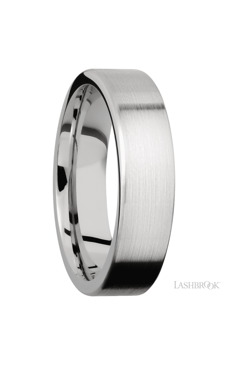 6 mm wide Flat 14K White Gold band.