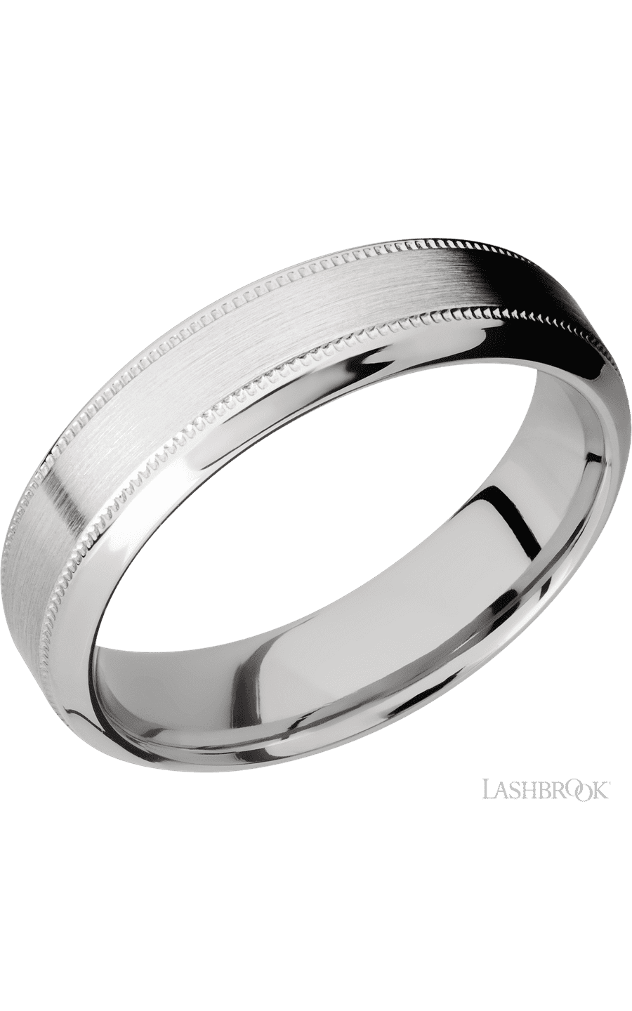 6 mm wide High Bevel Milgrain 14K White Gold band.