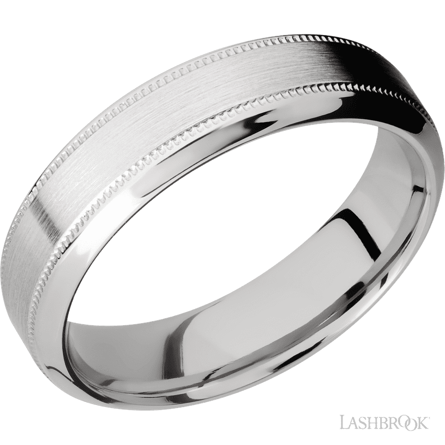6 mm wide High Bevel Milgrain 14K White Gold band.