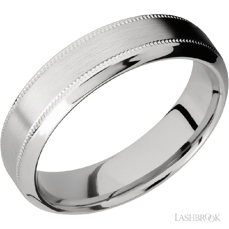 6 mm wide High Bevel Milgrain 14K White Gold band.