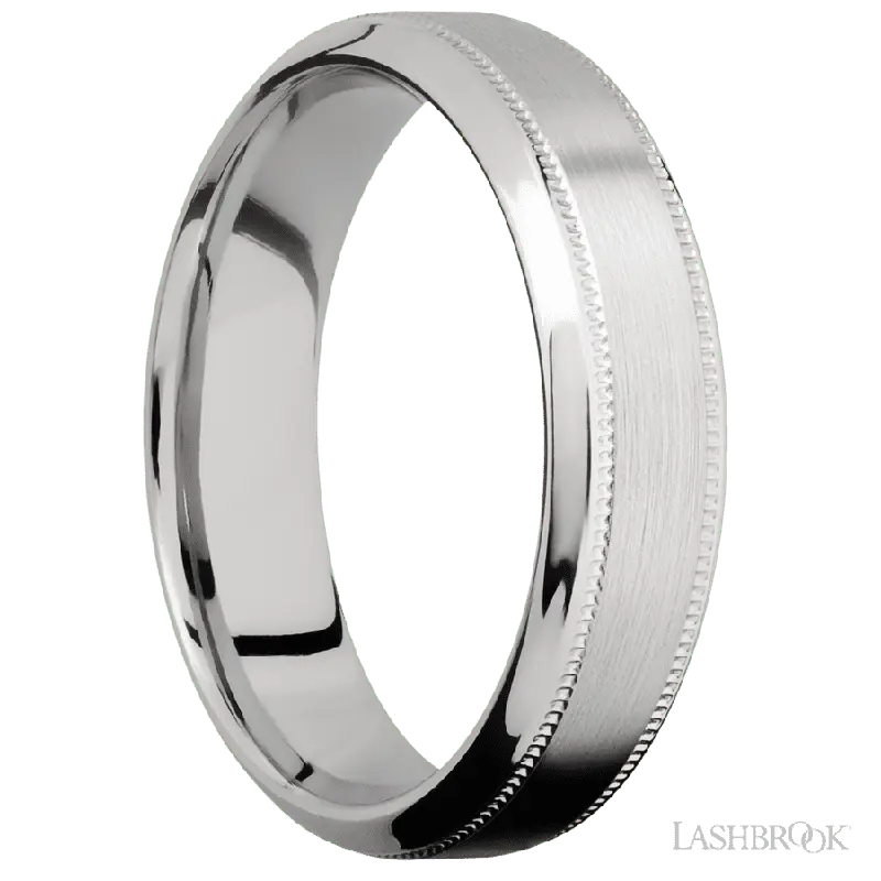 6 mm wide High Bevel Milgrain 14K White Gold band.