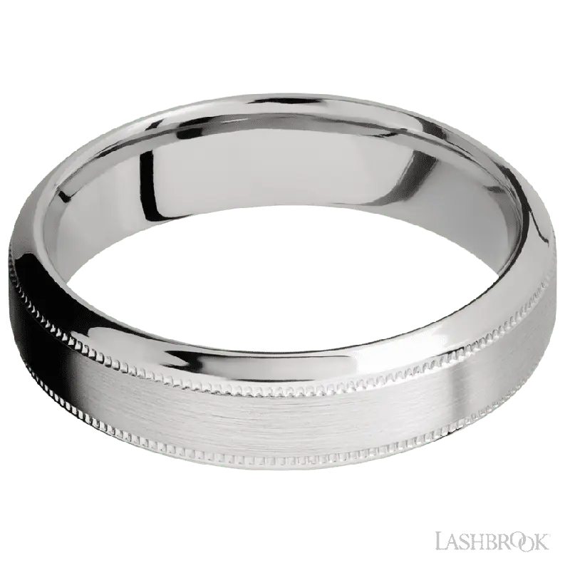 6 mm wide High Bevel Milgrain 14K White Gold band.