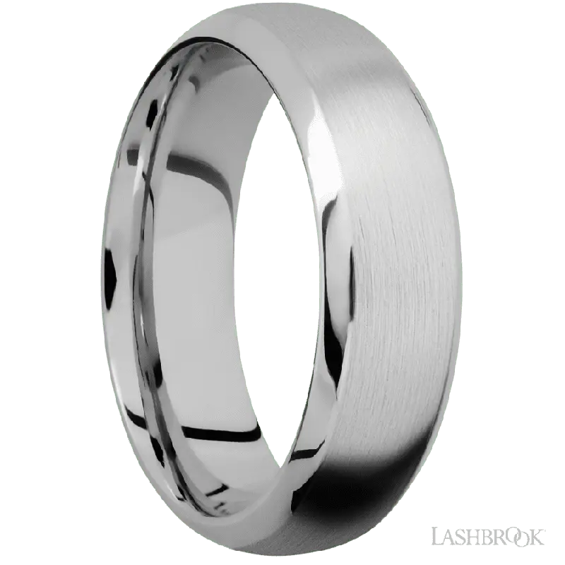 7 mm wide Domed Bevel 14K White Gold band.