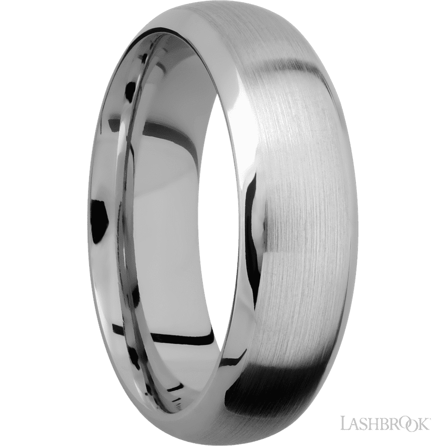 7 mm wide Domed Bevel 14K White Gold band.