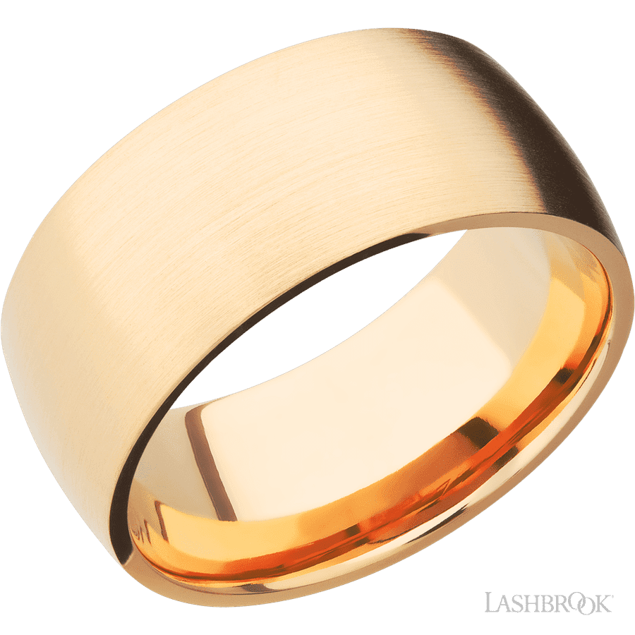 10 mm wide Domed 14K Yellow Gold band.