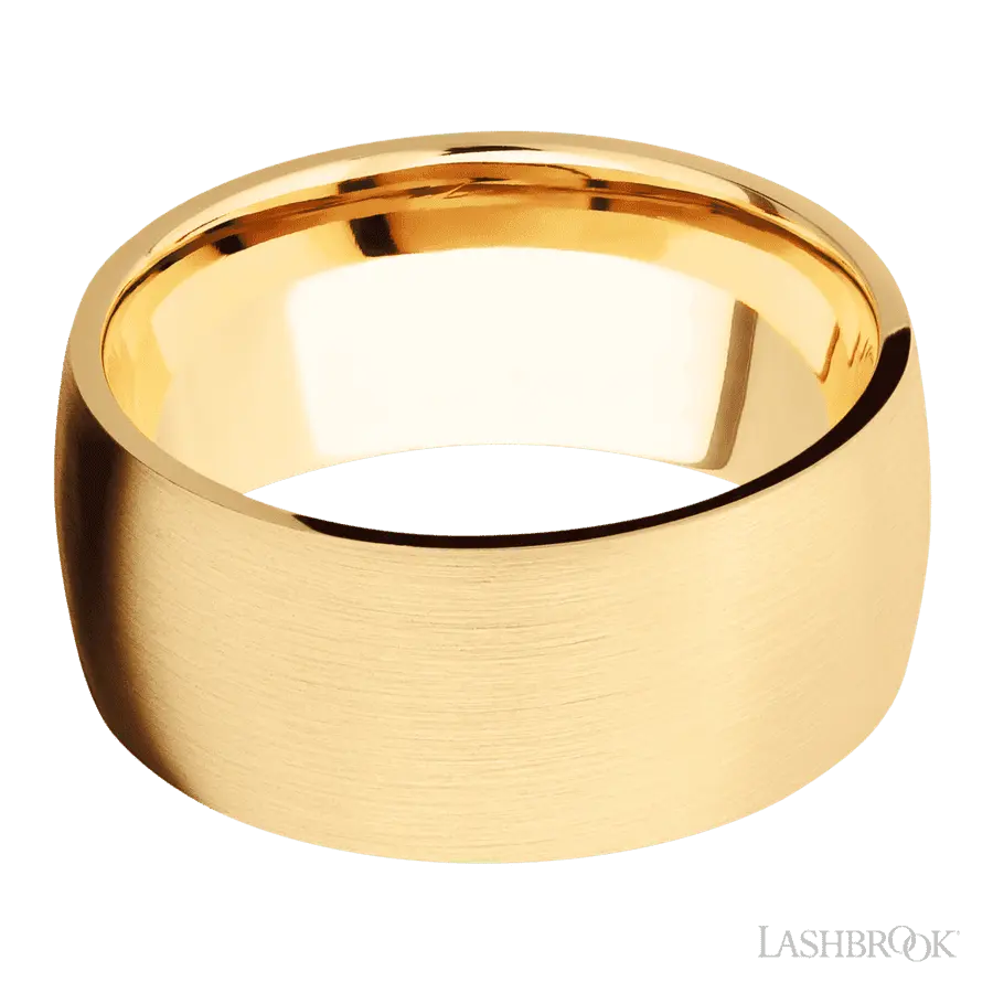 10 mm wide Domed 14K Yellow Gold band.