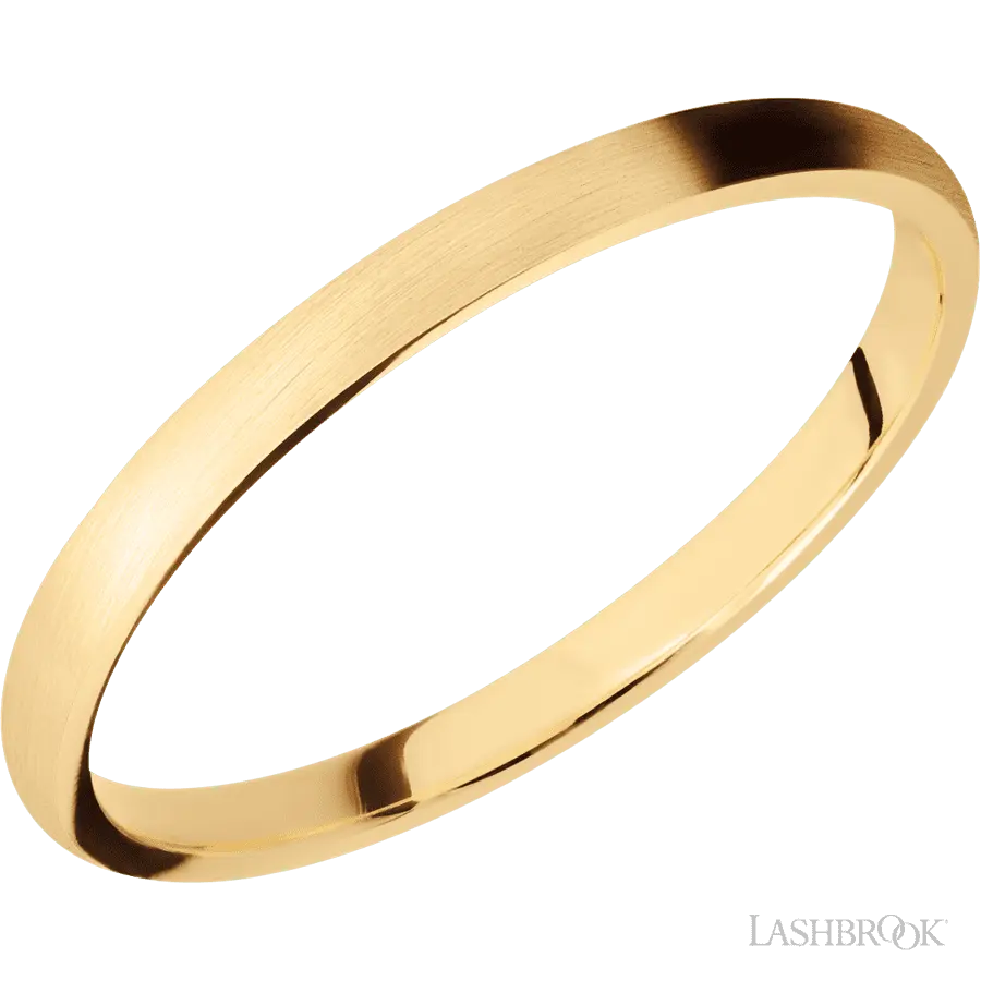 2 mm wide Domed 14K Yellow Gold band.