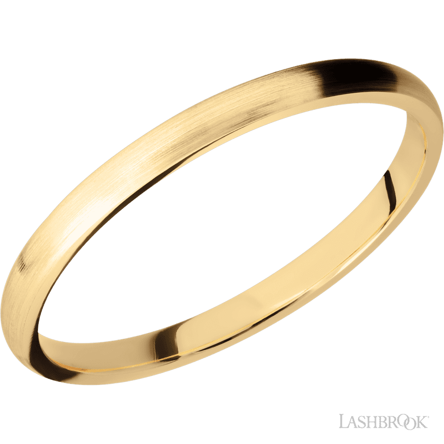 2 mm wide Domed 14K Yellow Gold band.