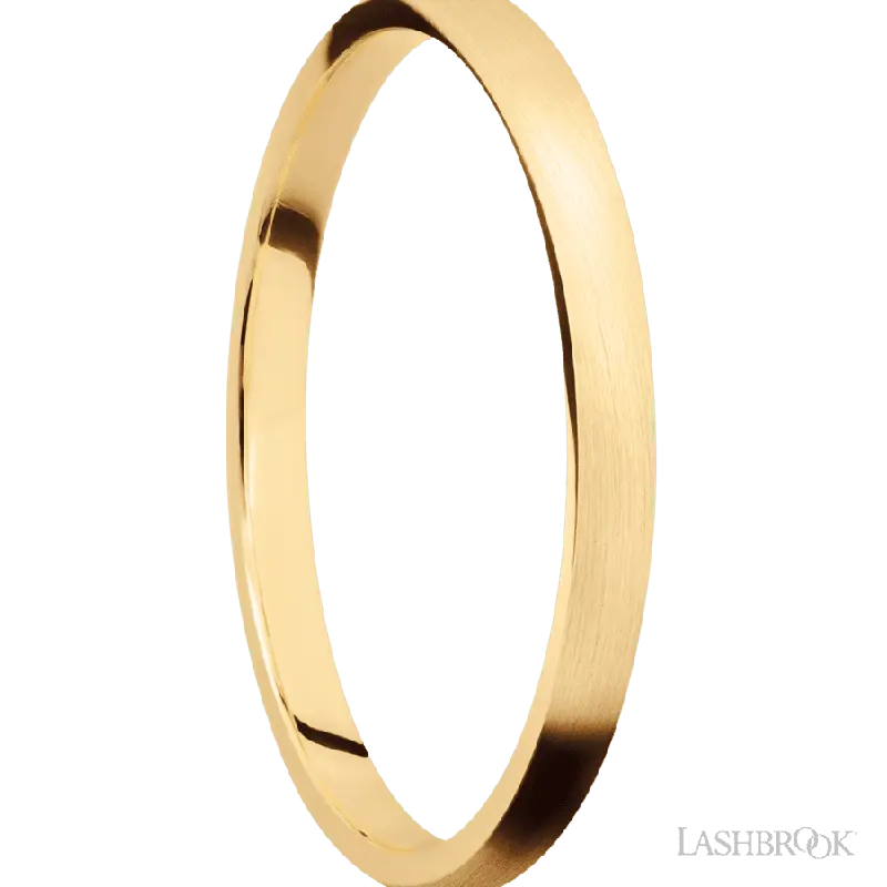2 mm wide Domed 14K Yellow Gold band.