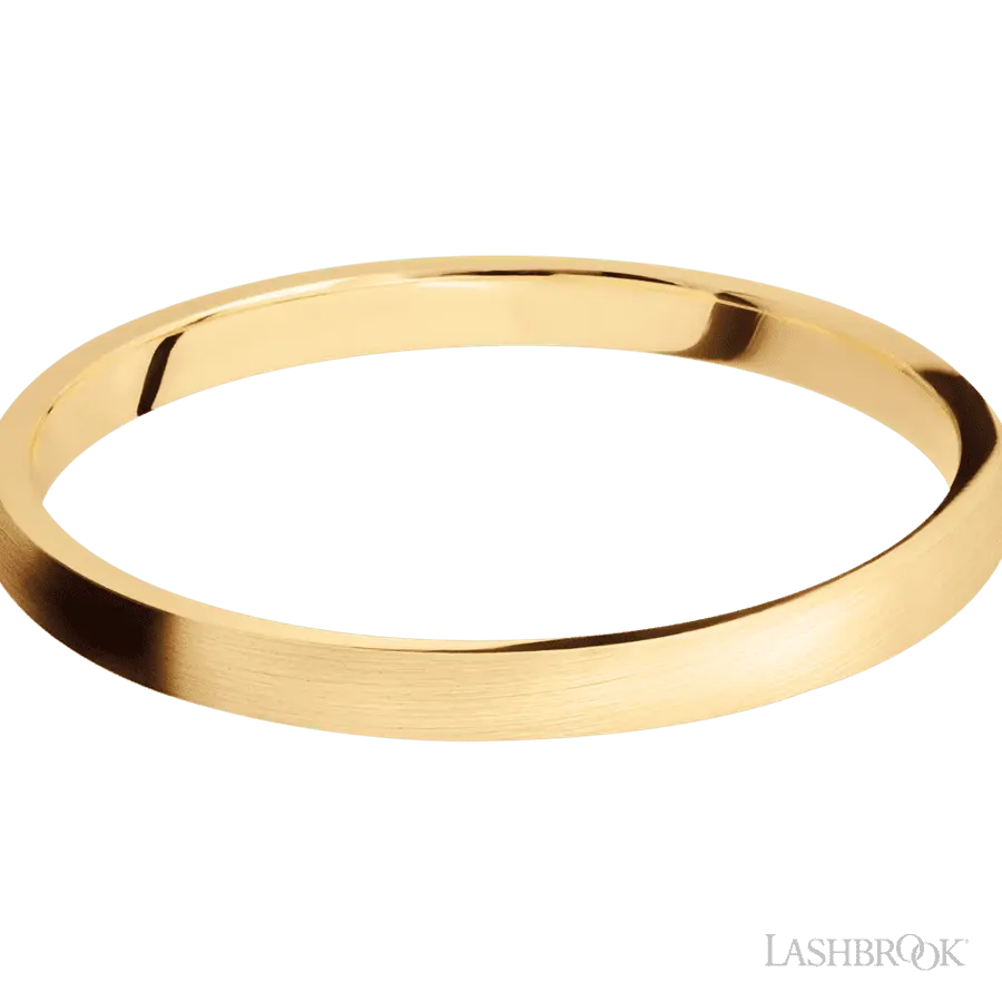 2 mm wide Domed 14K Yellow Gold band.