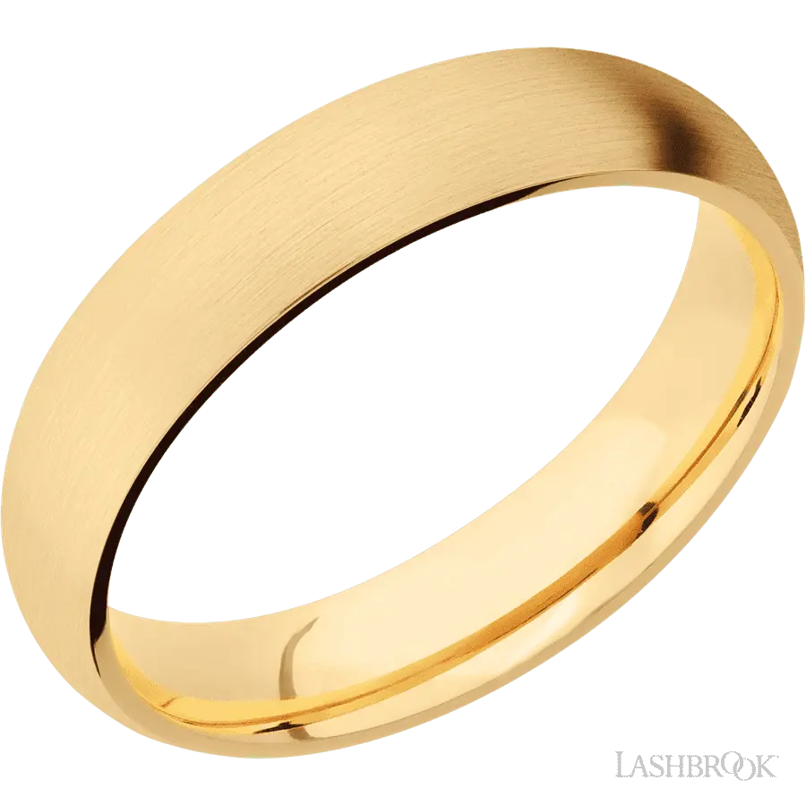 5 mm wide Domed 14K Yellow Gold band.