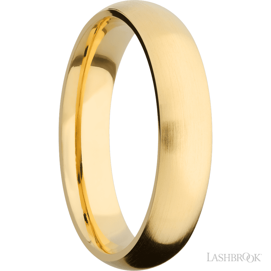 5 mm wide Domed 14K Yellow Gold band.