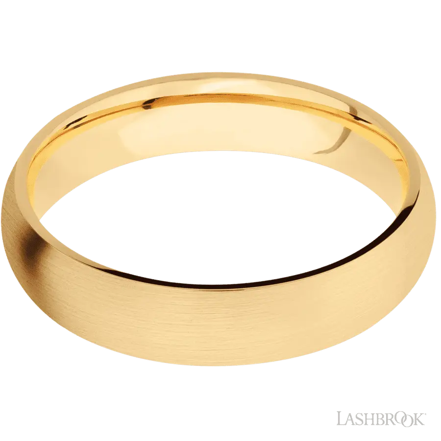 5 mm wide Domed 14K Yellow Gold band.