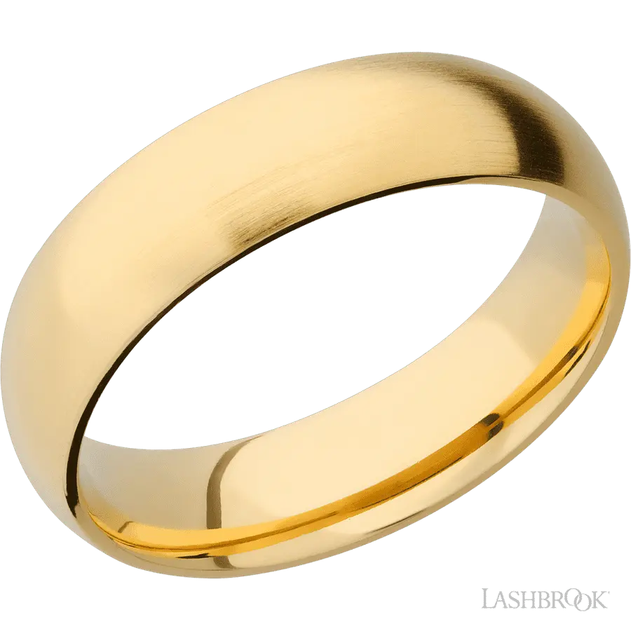 6 mm wide Domed 14K Yellow Gold band.