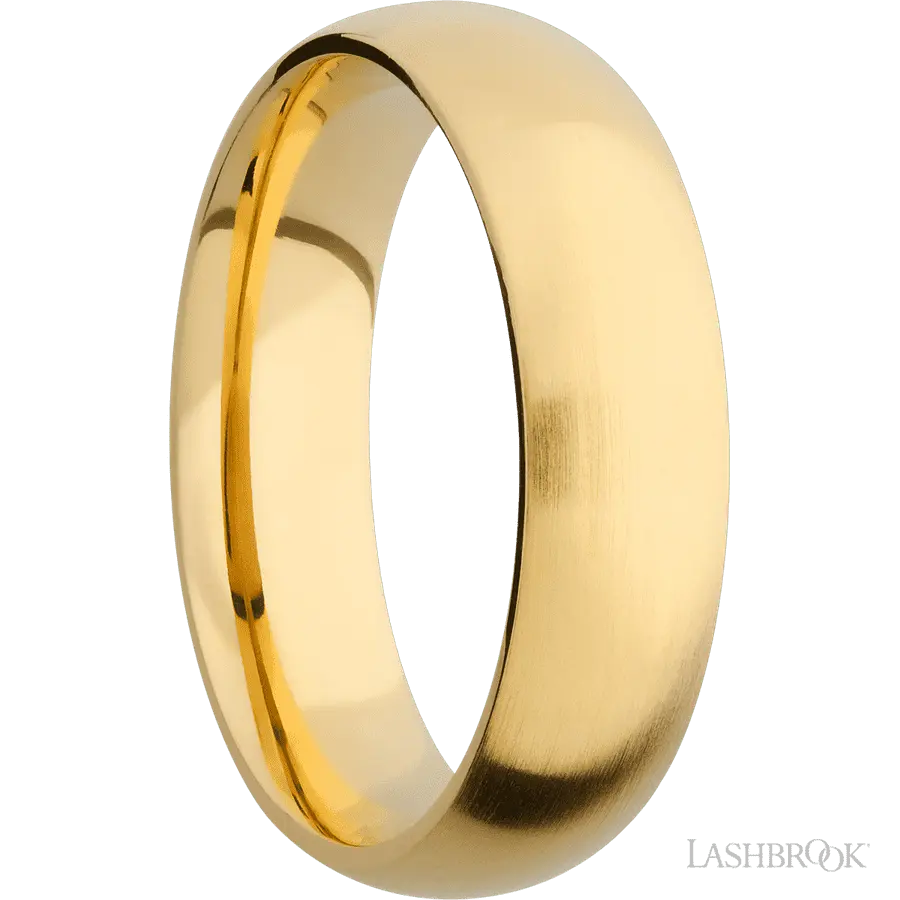 6 mm wide Domed 14K Yellow Gold band. Lashbrook