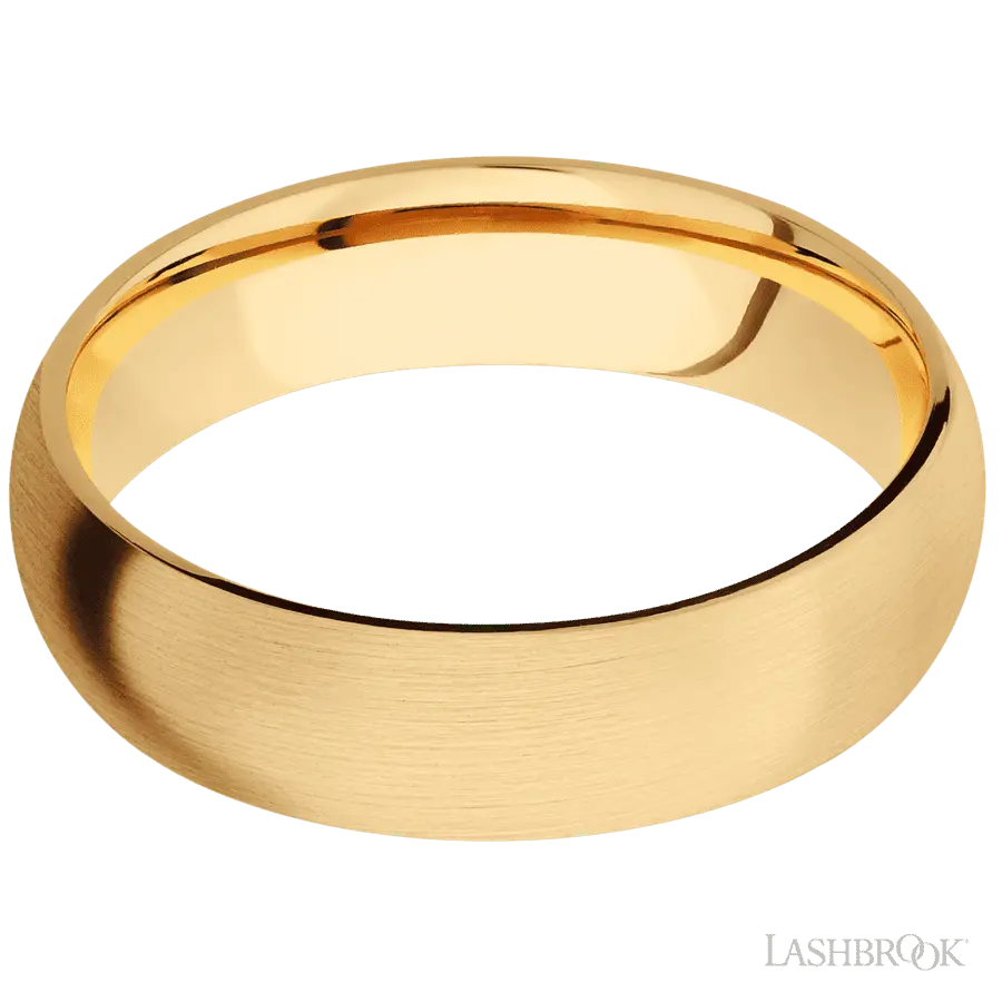 6 mm wide Domed 14K Yellow Gold band.