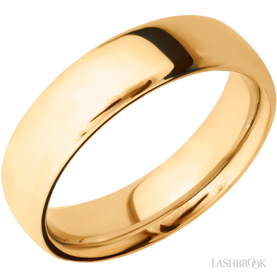 6 mm wide Ultra Comfort (our most comfortable profile) 14K Yellow Gold band.