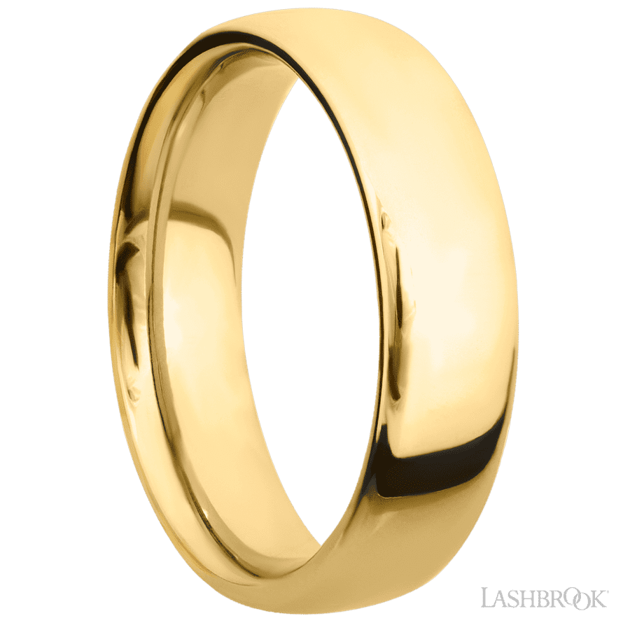6 mm wide Ultra Comfort (our most comfortable profile) 14K Yellow Gold band.