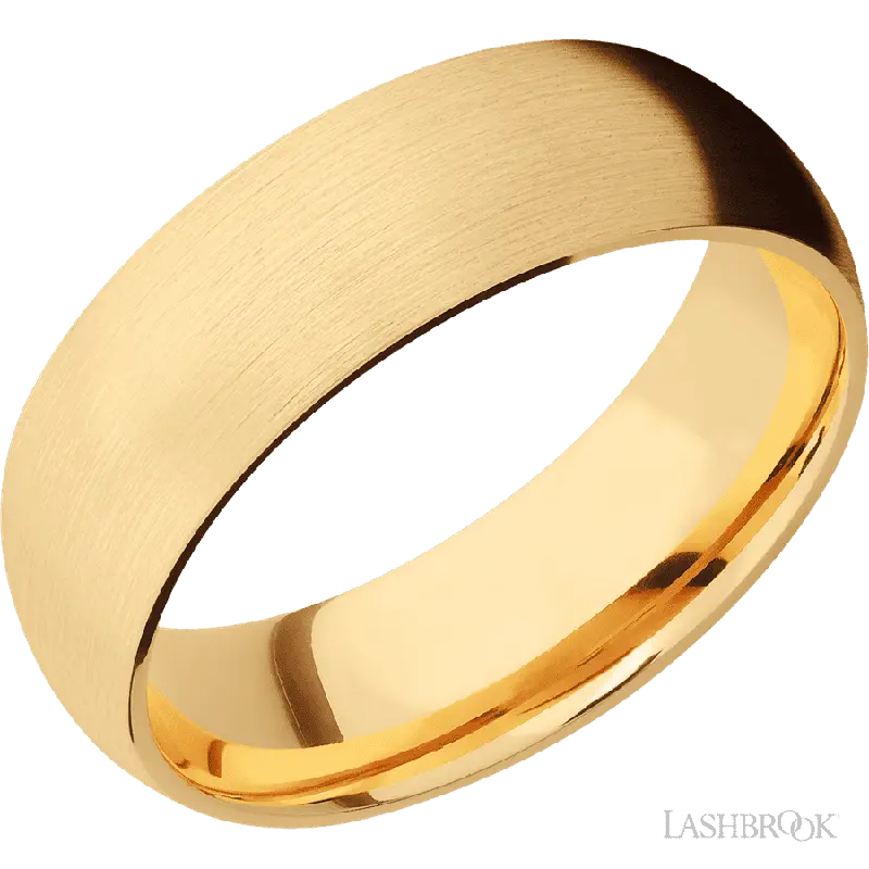 7 mm wide Domed 14K Yellow Gold band.