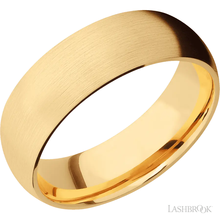 7 mm wide Domed 14K Yellow Gold band.