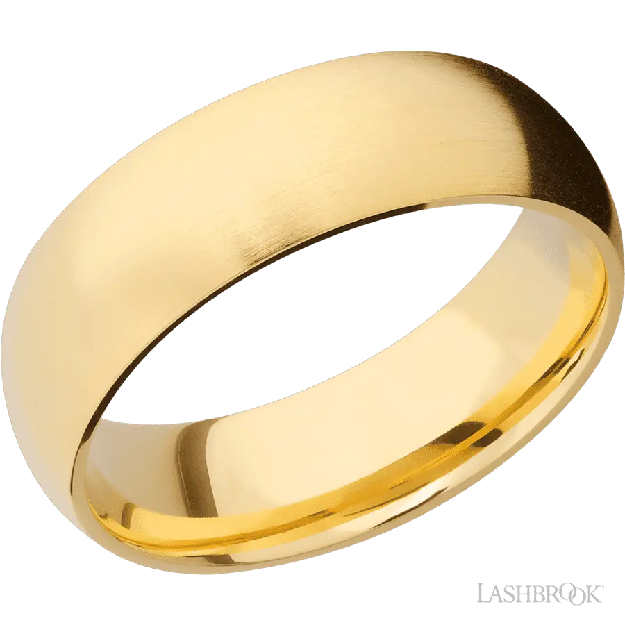 7 mm wide Domed 14K Yellow Gold band.