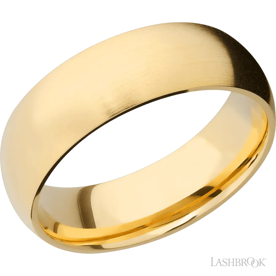 7 mm wide Domed 14K Yellow Gold band.