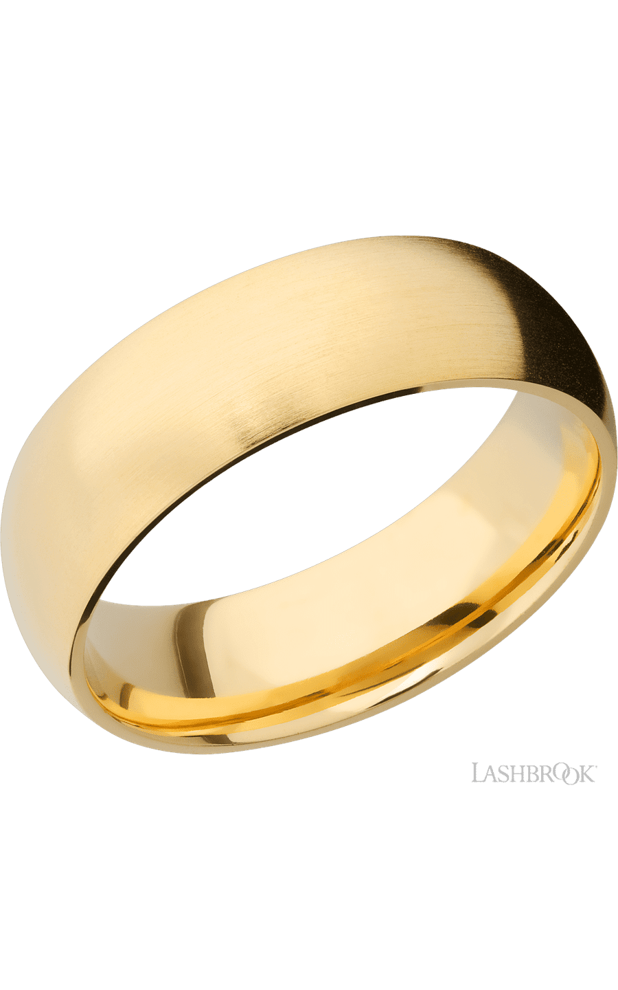 7 mm wide Domed 14K Yellow Gold band.