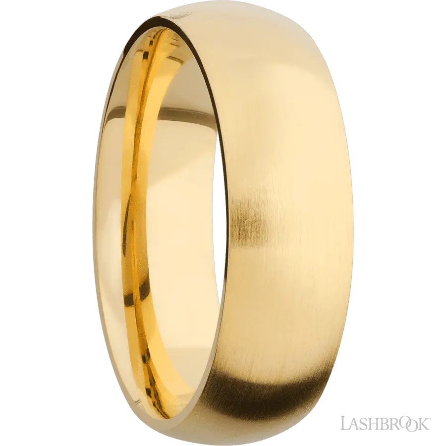 7 mm wide Domed 14K Yellow Gold band. Lashbrook