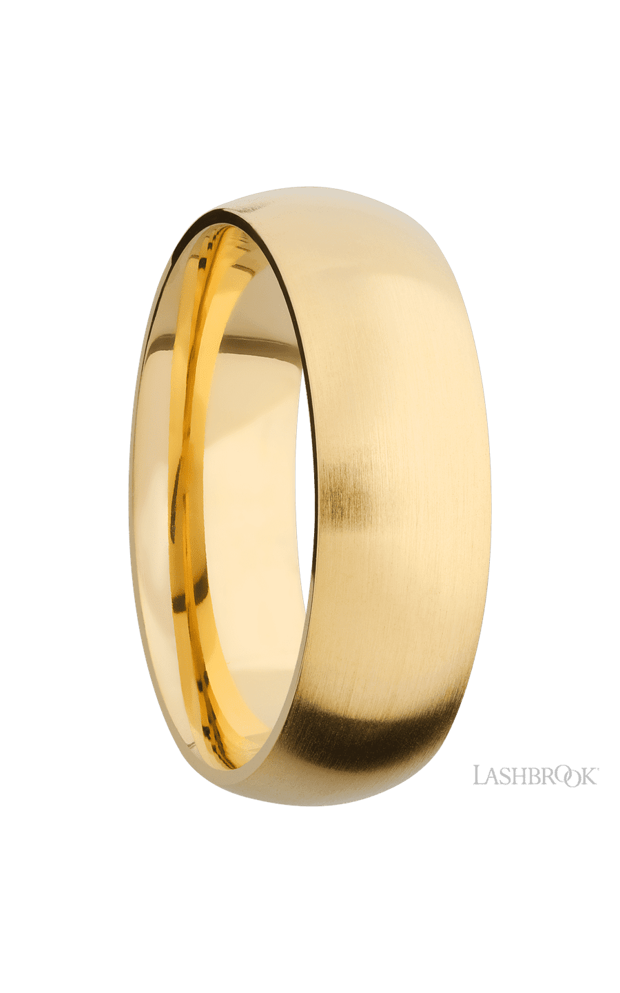 7 mm wide Domed 14K Yellow Gold band.