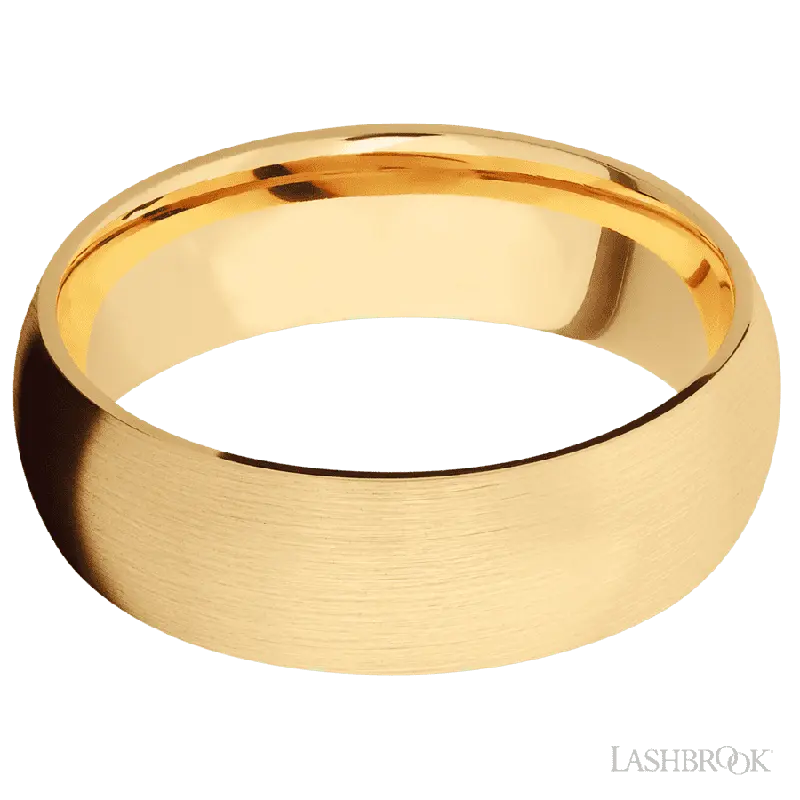 7 mm wide Domed 14K Yellow Gold band.