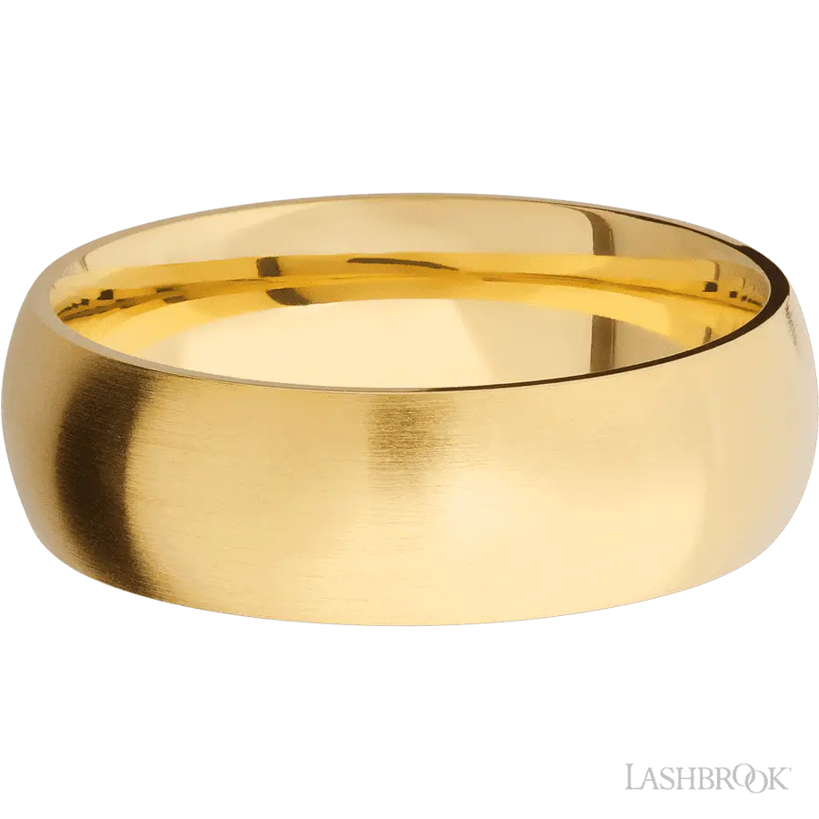 7 mm wide Domed 14K Yellow Gold band.