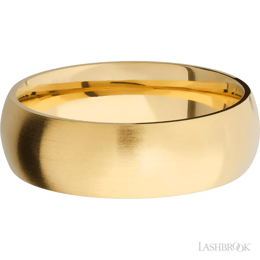 7 mm wide Domed 14K Yellow Gold band. Lashbrook