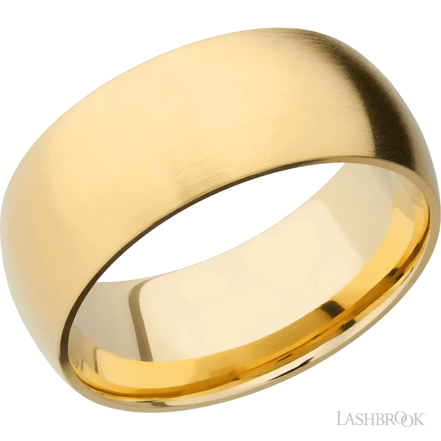 9 mm wide Domed 14K Yellow Gold band.