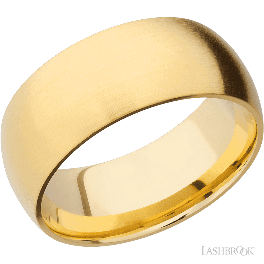 9 mm wide Domed 14K Yellow Gold band.