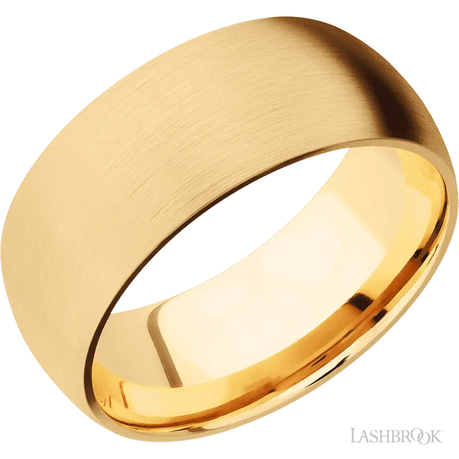 9 mm wide Domed 14K Yellow Gold band.